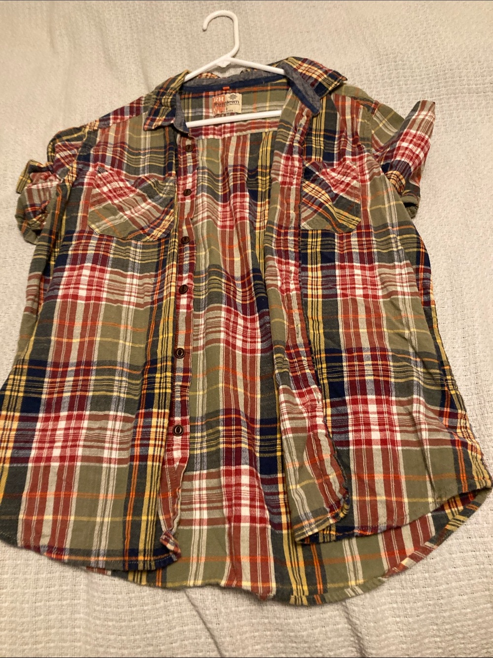 Ruff Hewn Men's Plaid Button-Down Shirt - Olive, Red, Navy